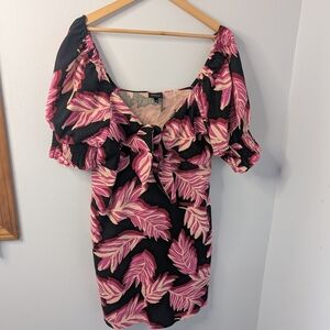 Who What‎ Wear Black Floral Tie Front Dress | Linen Blend | Size XXL
